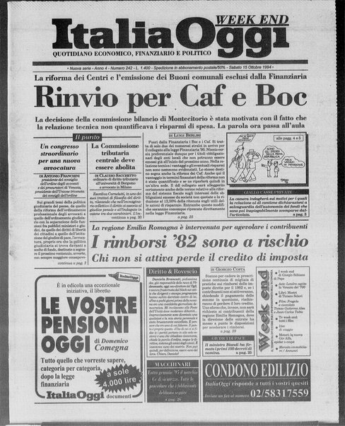 Italia oggi : quotidiano di economia finanza e politica